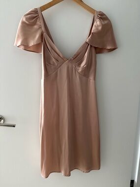 Reformation Silk Midi Dress in Blush Pink